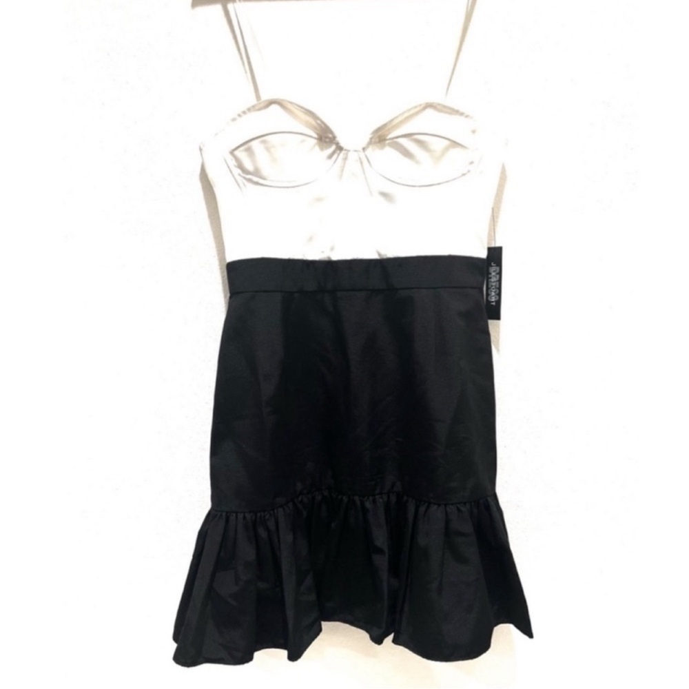 Vintage Y2K Jill Stuart Black White Tuxedo Strapless Bustier Corset Slip Dress - Picture 2 of 10